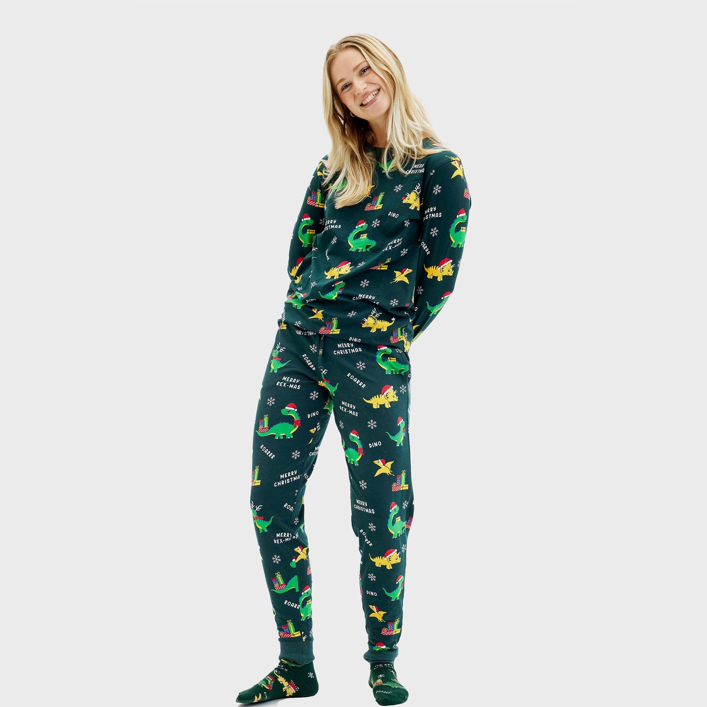 Dino Weihnachtspyjamas - Damen.